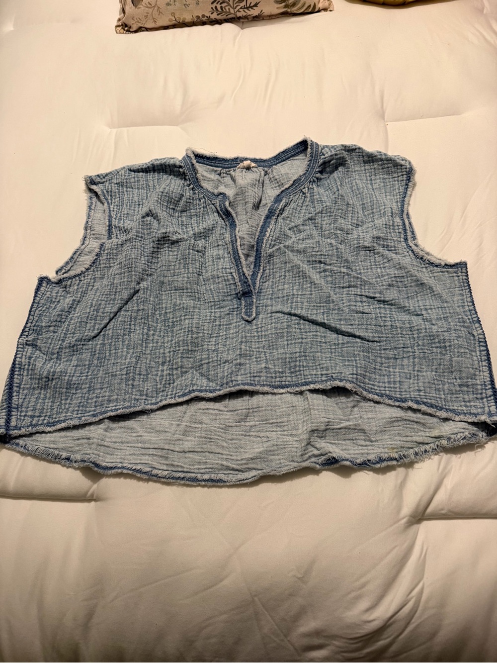 aerie Light Blue Gauze Sleeveless V-Neck Tank